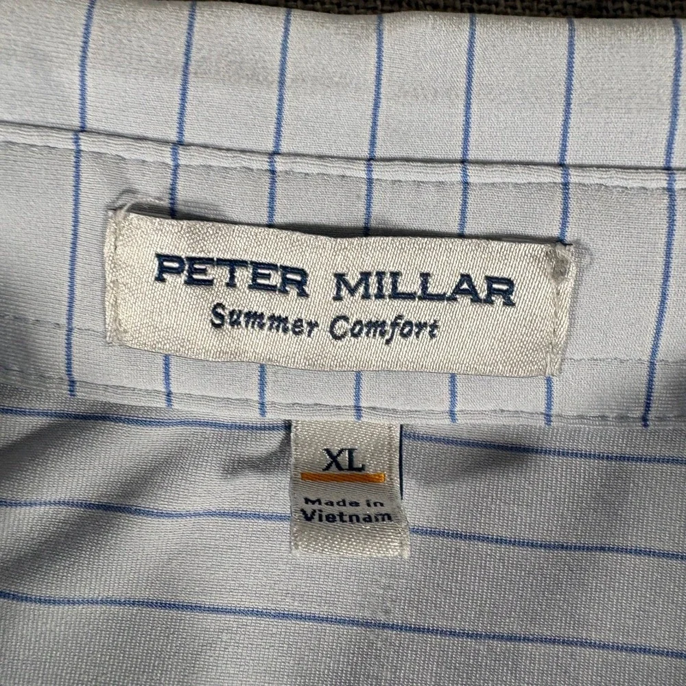 Lot of 2 Peter Millar Polo Shirt Mens XL Blue White Striped Summer Comfort Logo